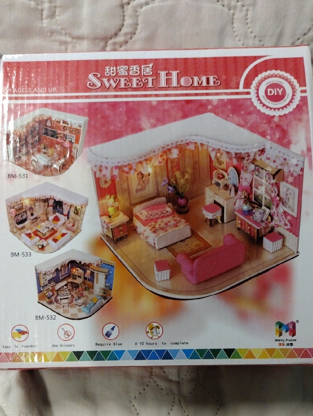DIY Sweet Home Pink Miniature Dollhouse Kit - Sweet Home